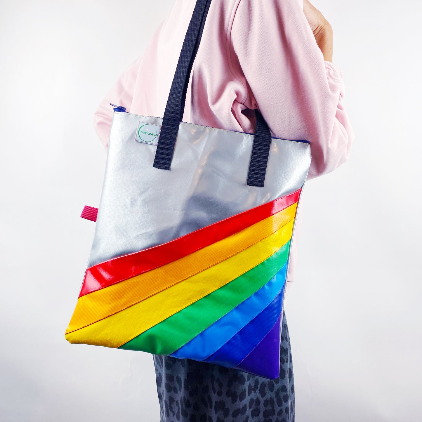 Retro Rainbow Zipped Tote