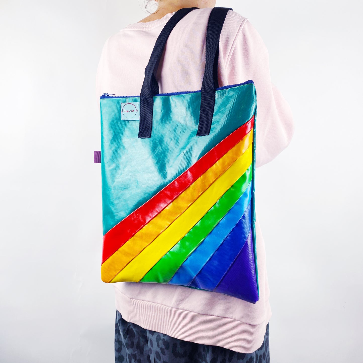Retro Rainbow Zipped Tote