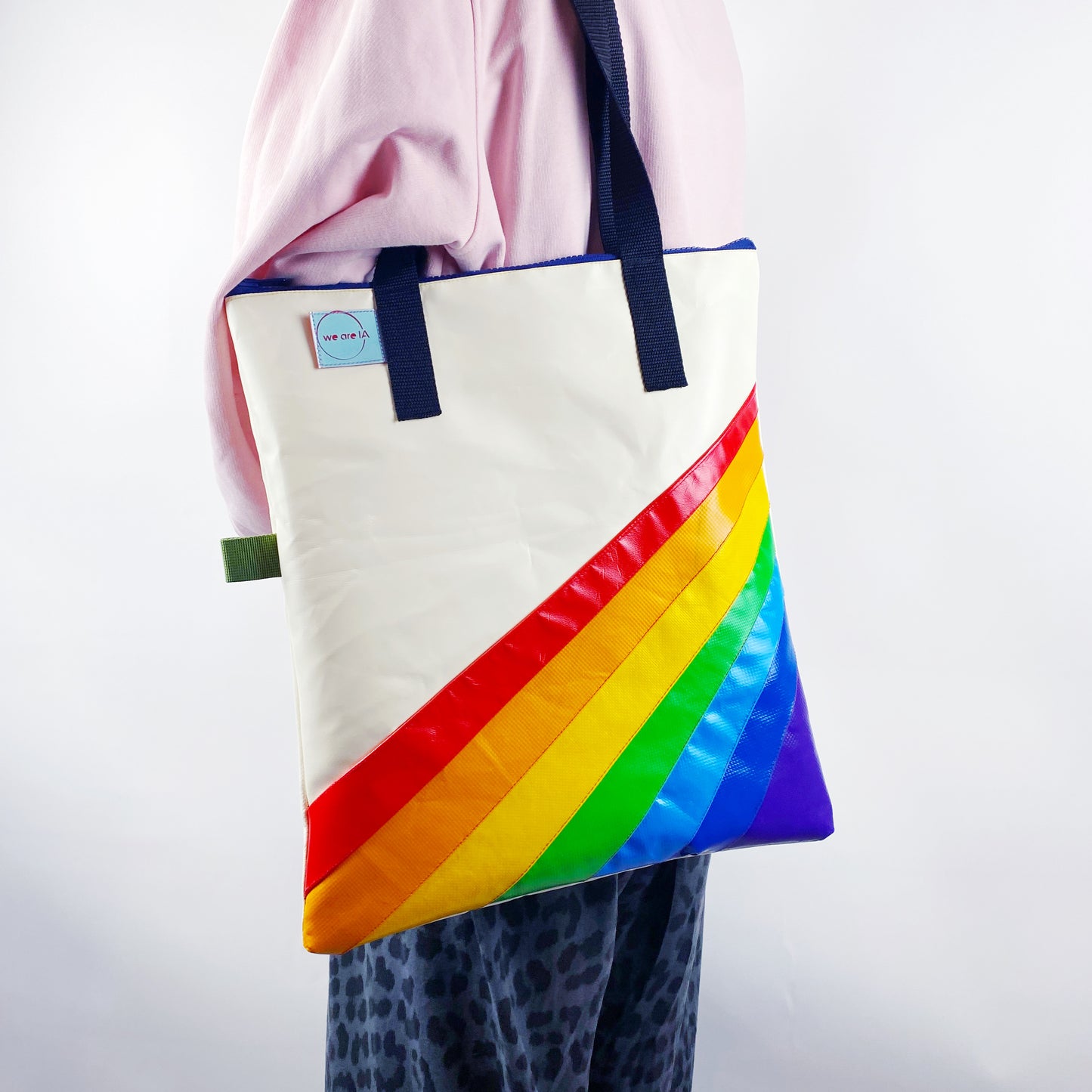 Retro Rainbow Zipped Tote