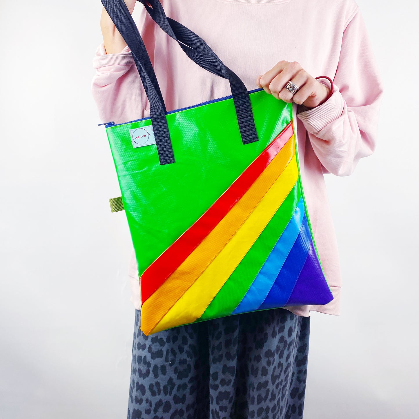Retro Rainbow Zipped Tote