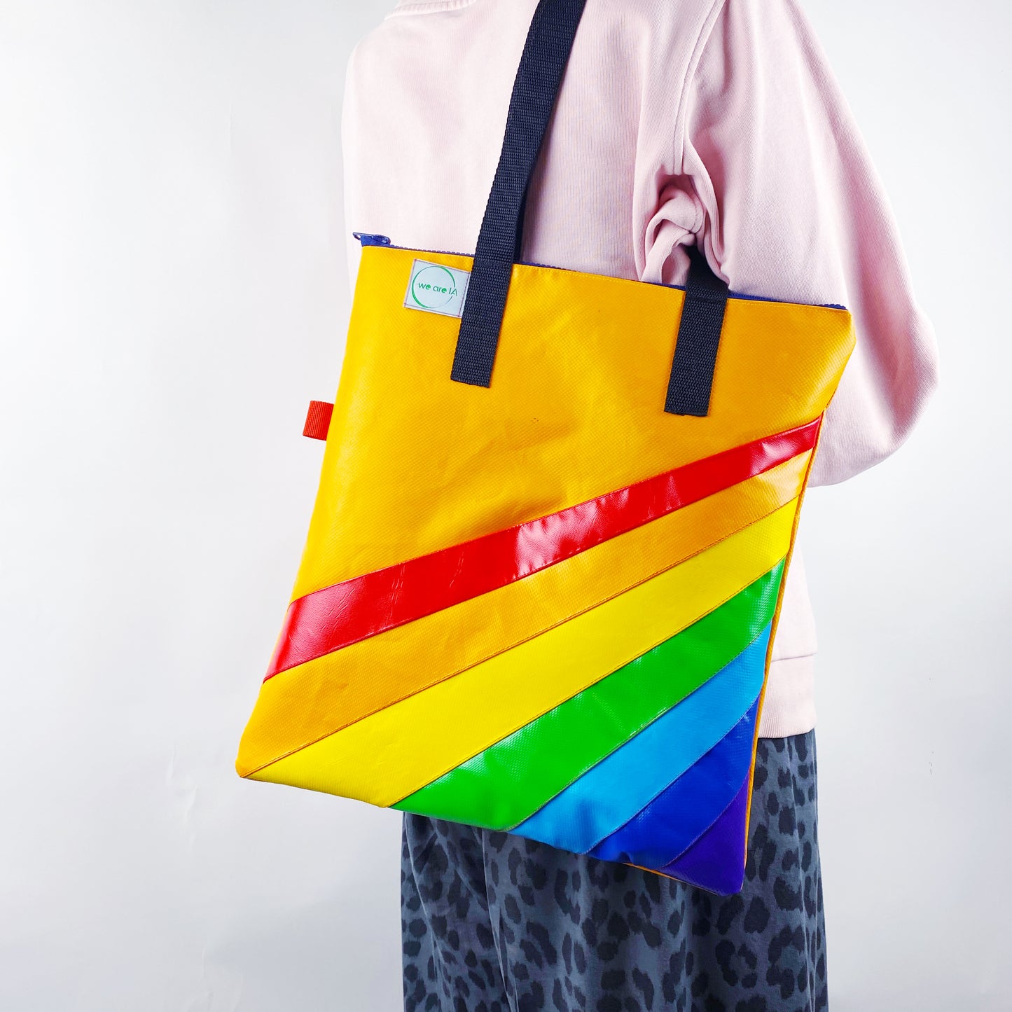 Retro Rainbow Zipped Tote