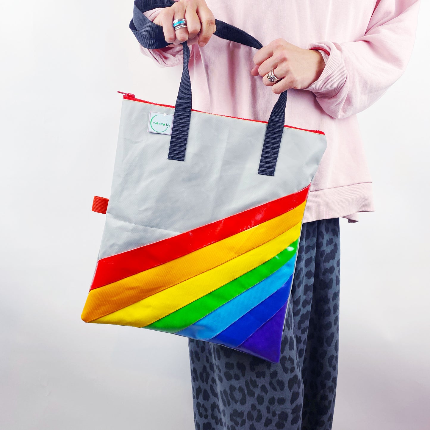 Retro Rainbow Zipped Tote