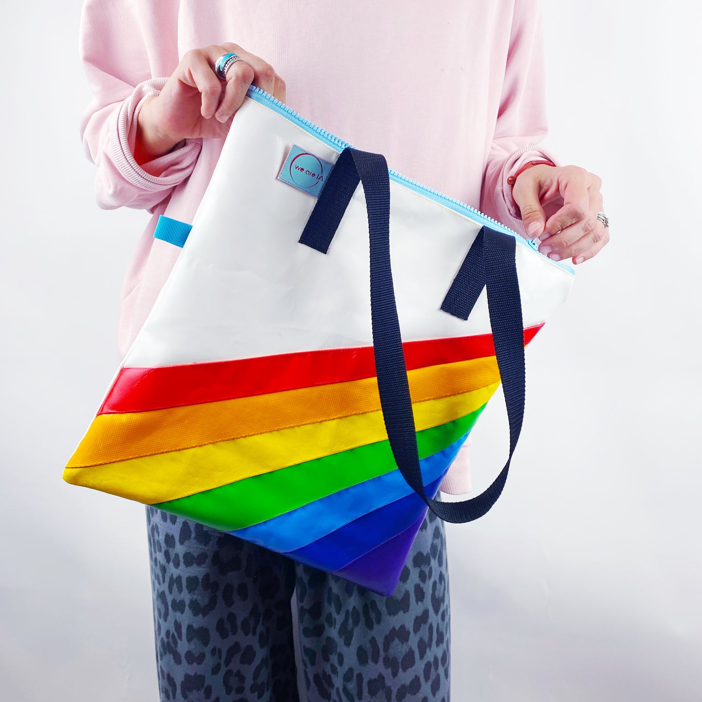 Retro Rainbow Zipped Tote