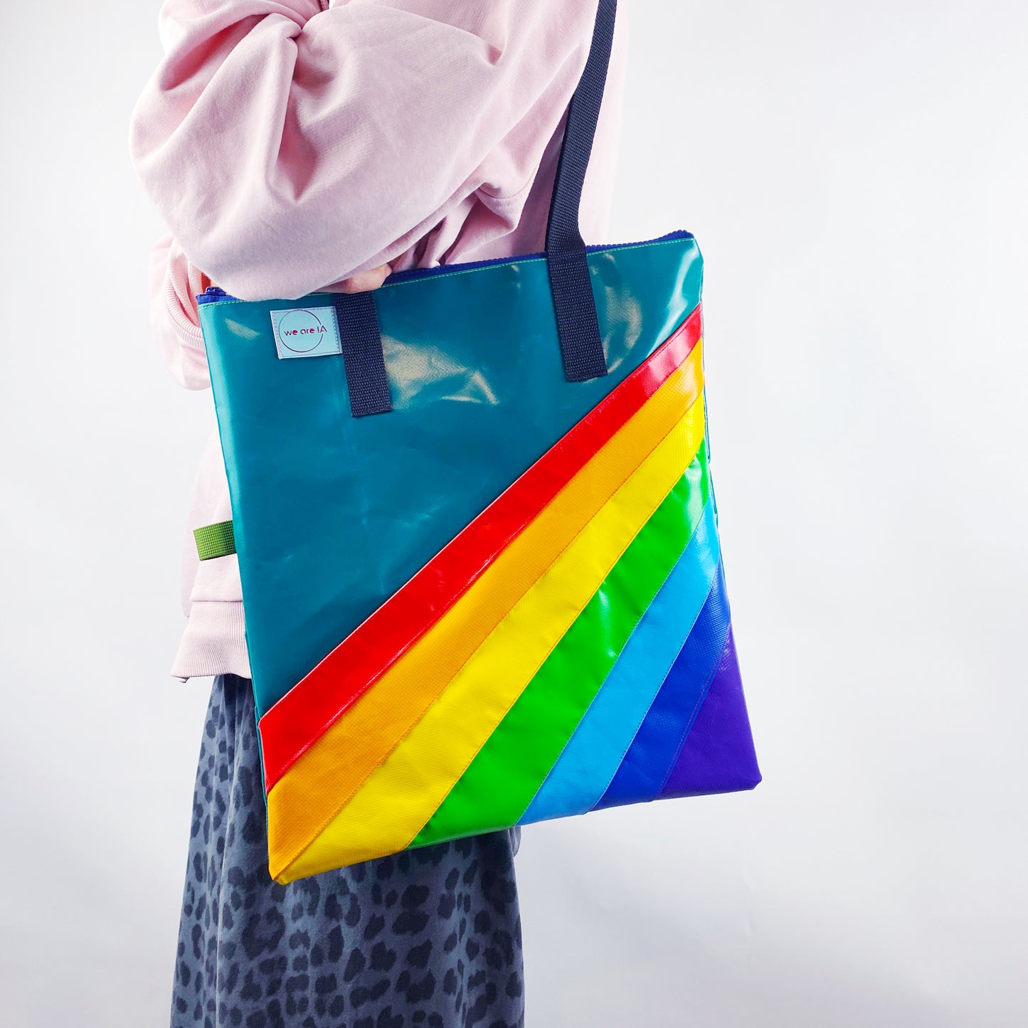 Retro Rainbow Zipped Tote
