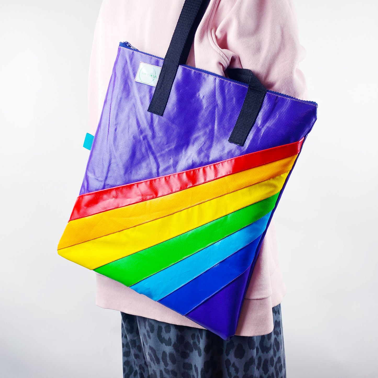 Retro Rainbow Zipped Tote