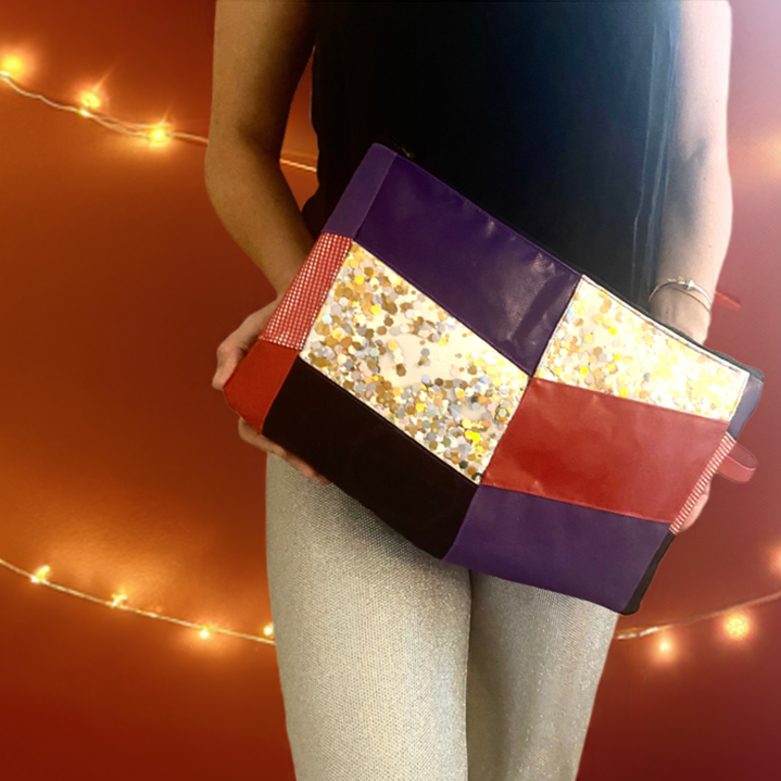 The Chevron Oversized Quilted Clutch / Ltd Christmas Sparkle Edition