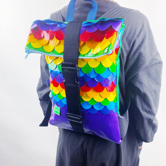 Rainbow Mermaid 10L Rolltop Rucksack
