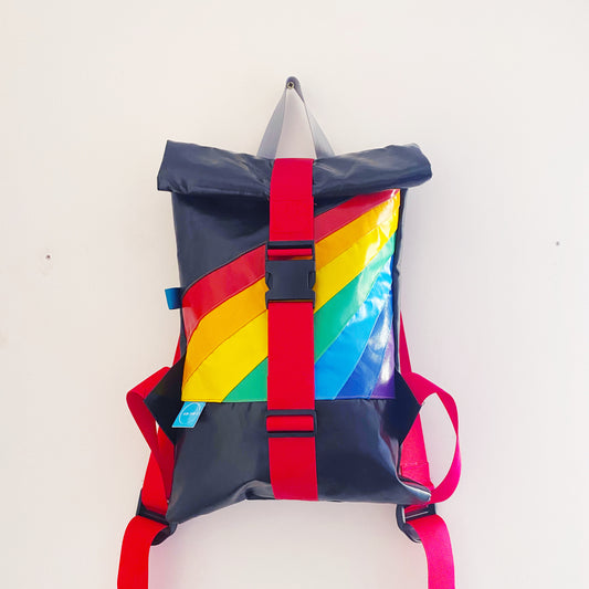 Retro Rainbow 10L Rolltop Rucksack