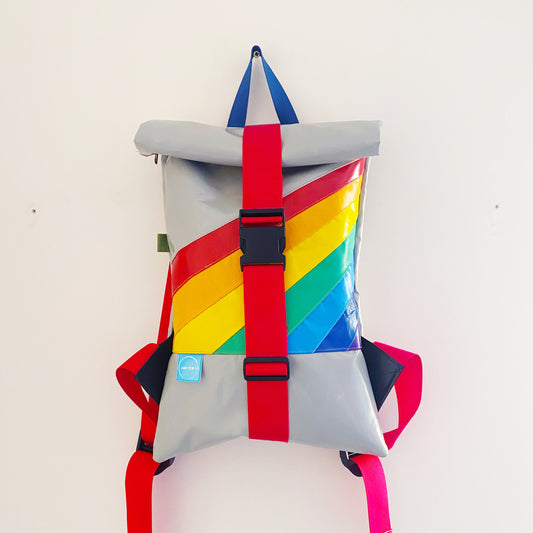 Retro Rainbow 10L Rolltop Rucksack