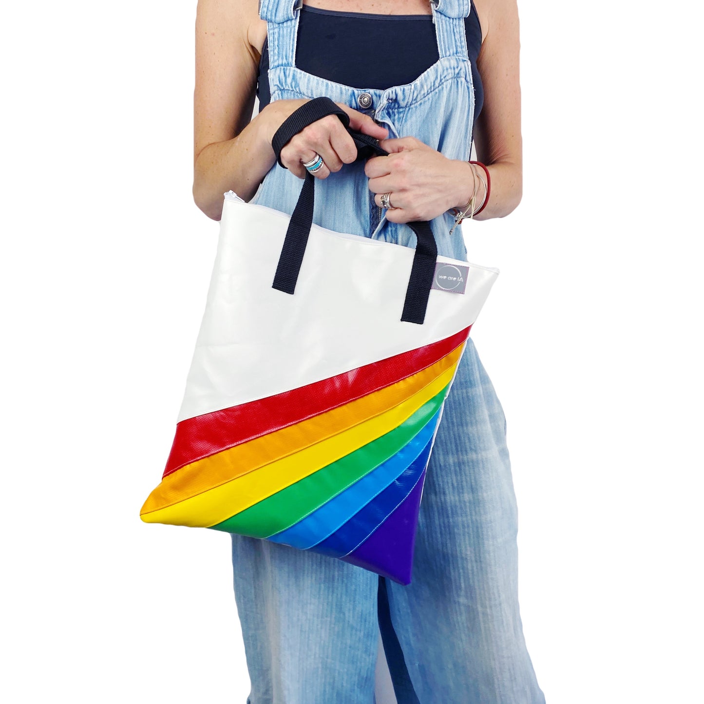 Retro Rainbow Zipped Tote