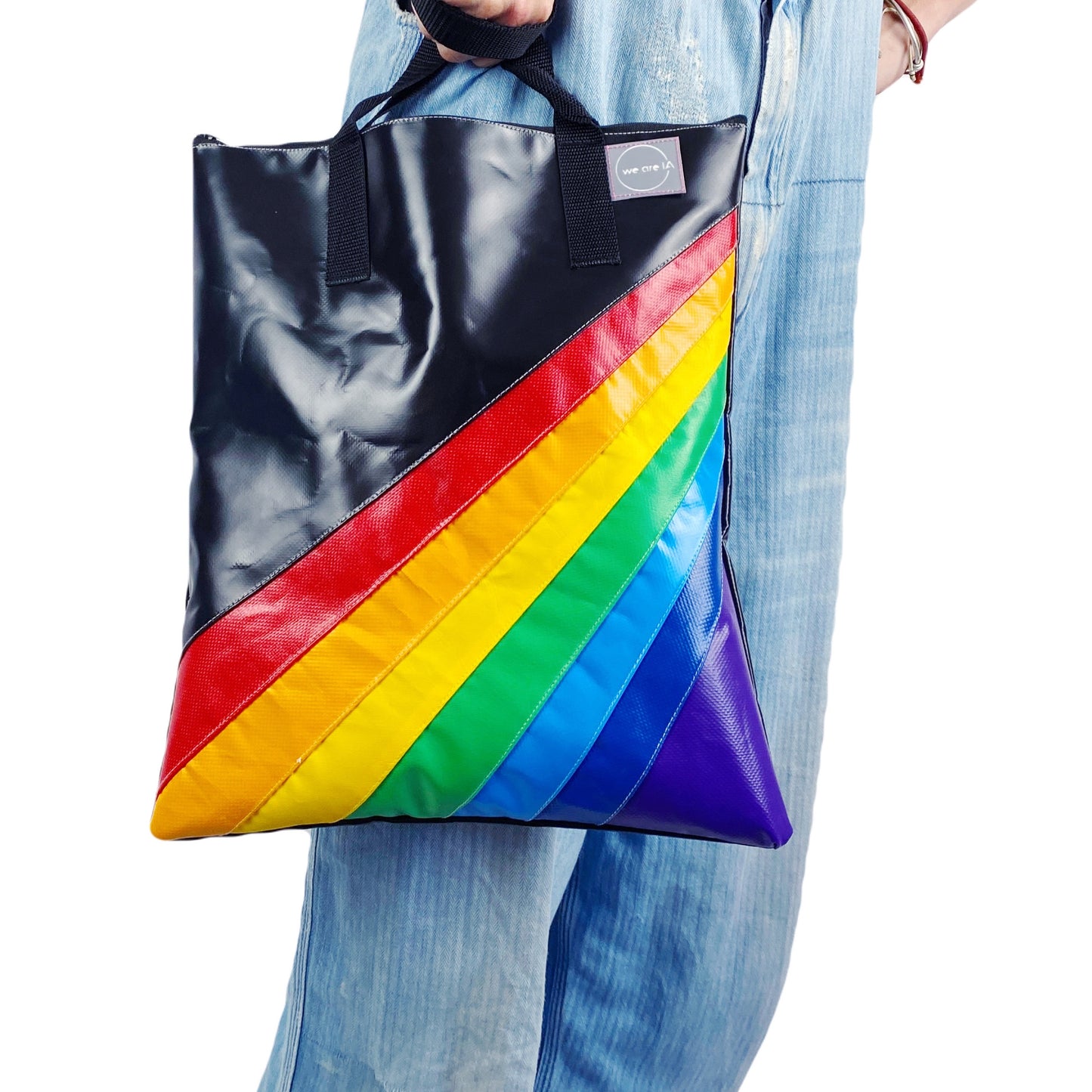 Retro Rainbow Zipped Tote