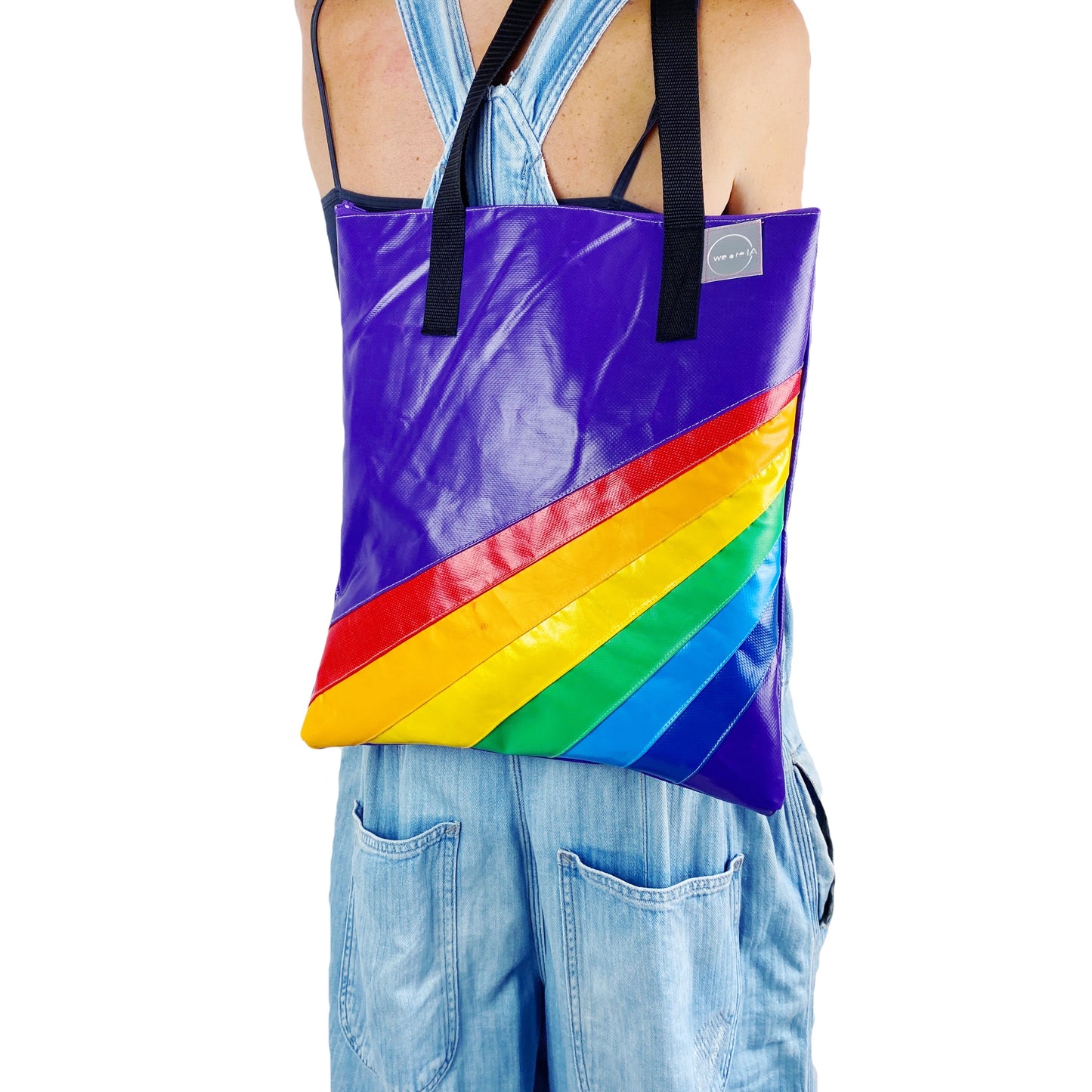 Retro Rainbow Zipped Tote